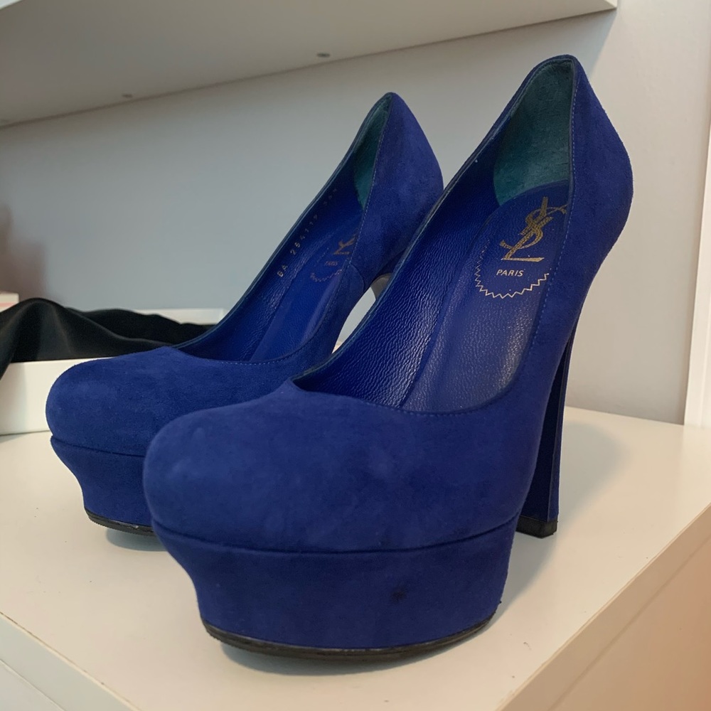 YSL COBALT BLUE HEELS